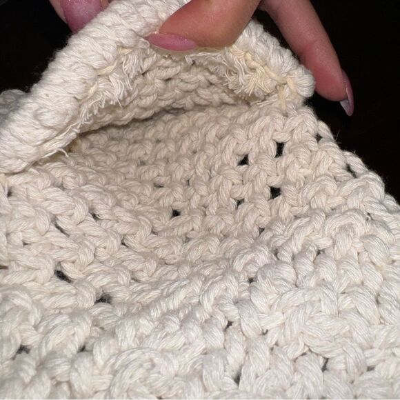 Handmade Macrame Wristlet with Textured Pattern and Wooden Charm - Picture 5 of 8